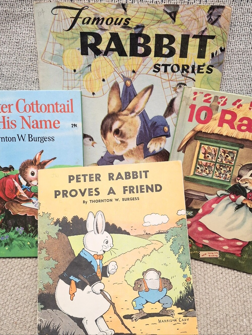 Vintage Rabbit Children’s Book Lot Thornton Burgess Wonder Books Bunny Stories